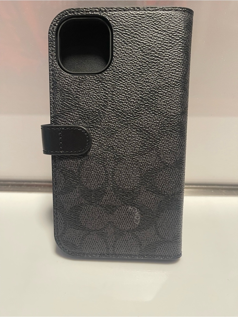 Coach Black Signature Canvas Folio Phone Case